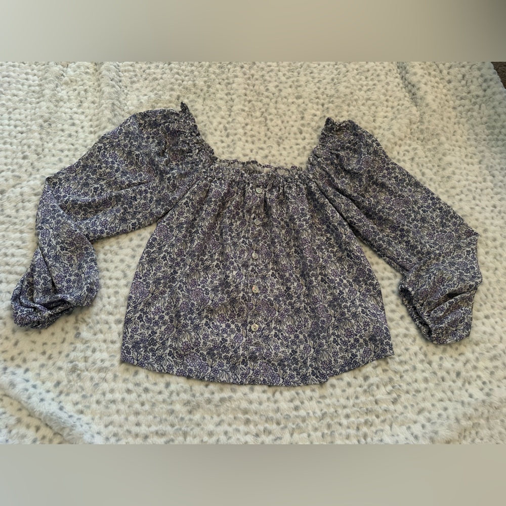 American Eagle floral semi sheer long sleeve blouse size Small